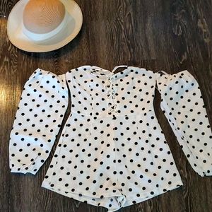 Polka Dot Strapless Romper